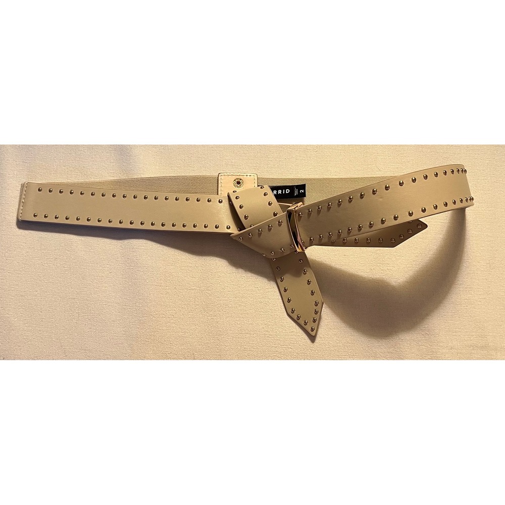 Torrid Womens Studded Faux Leather Elastic Stretch Cinch Belt Beige Size (2) 2X